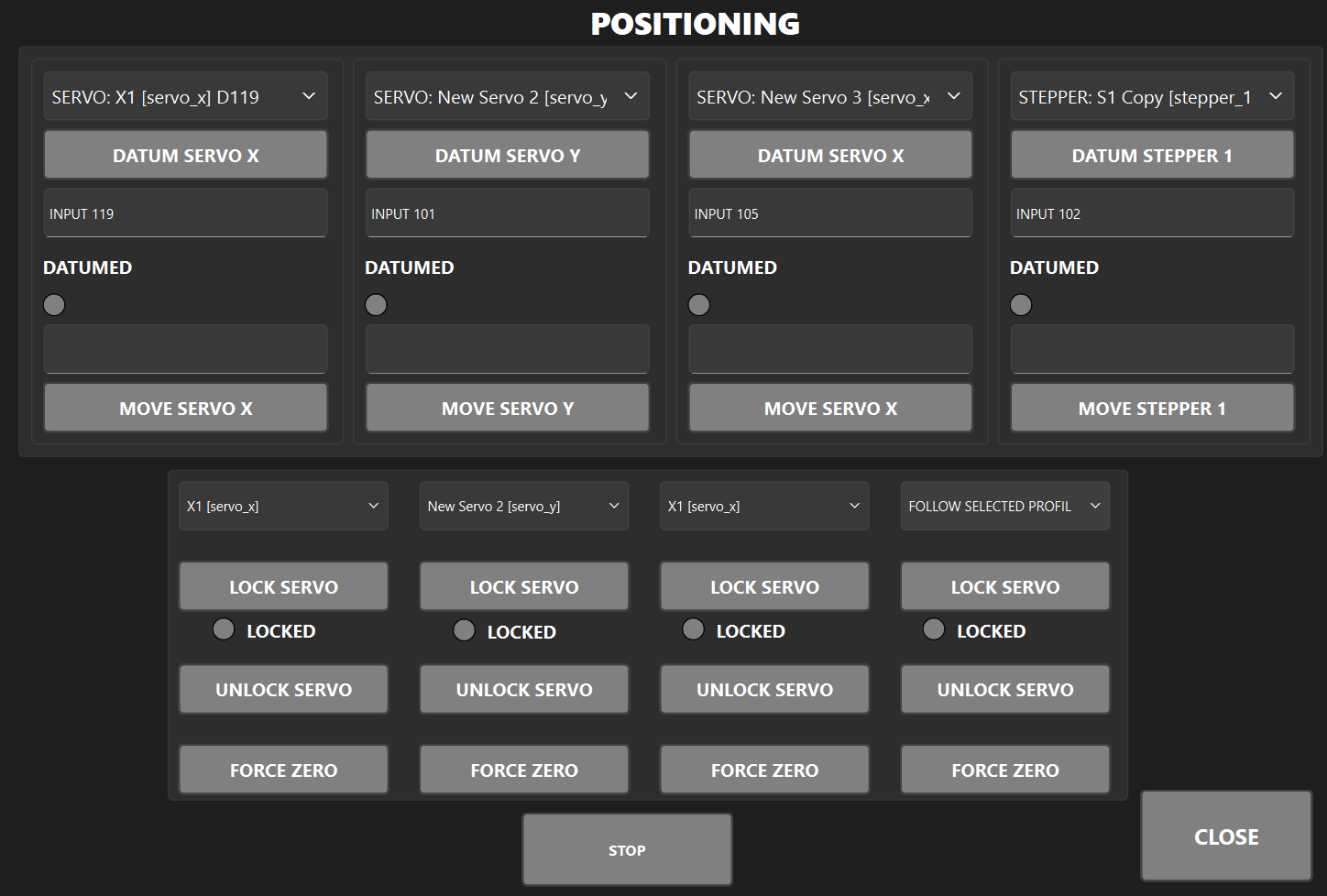 Positioning Panel screenshot