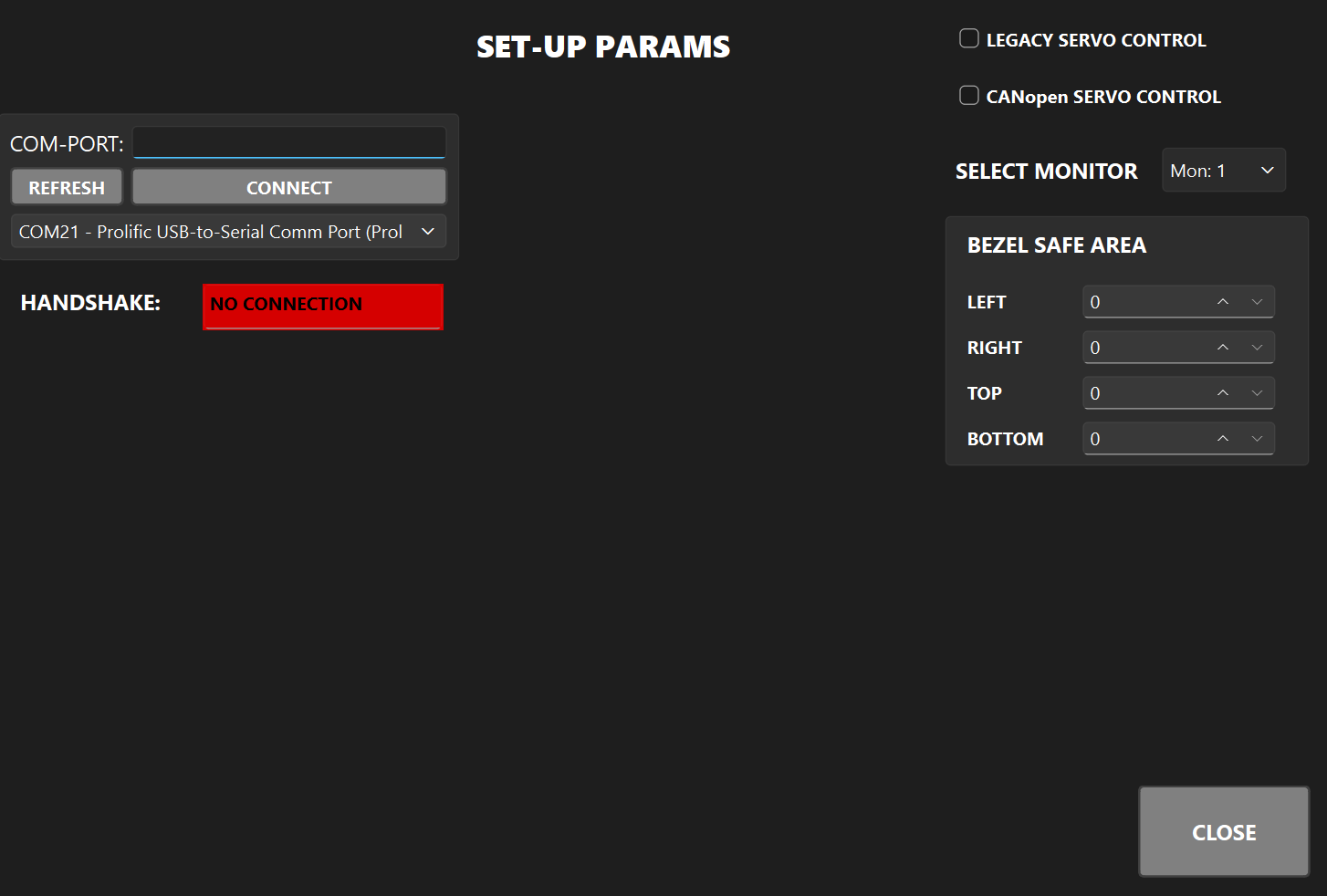 HMI Setup Panel screenshot